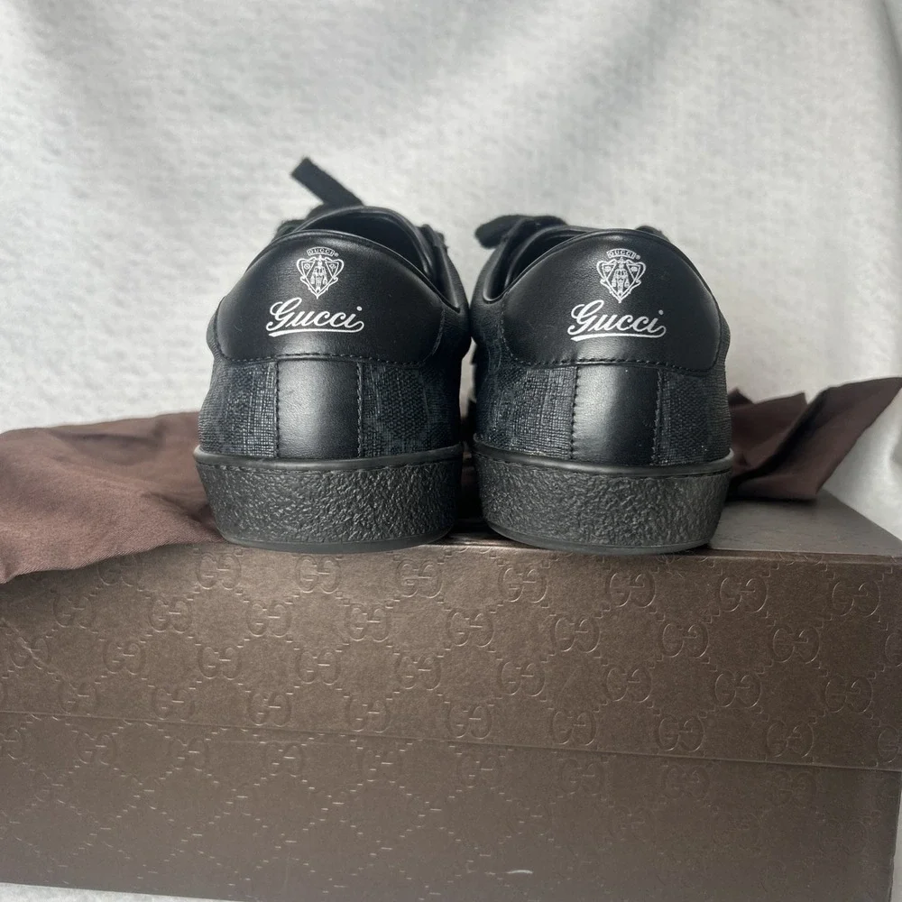 Gucci BROOKLIN Low Top Sneakers Black GG Monogram US Men's 11 (Marked 9) 11